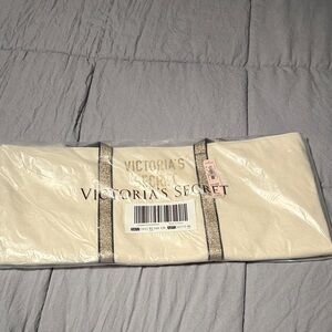 Victoria's Secret Beige Tote with Gold Accents